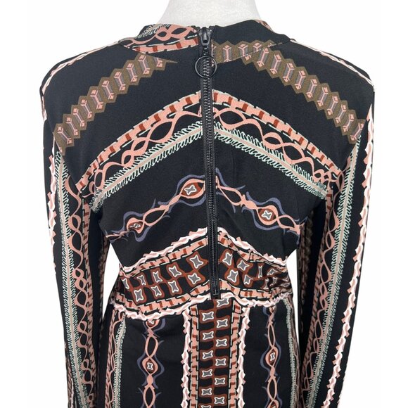 Free People Stella Mini Dress Boho Chic Long Sleeve Geometric Print Medium - Picture 7 of 14